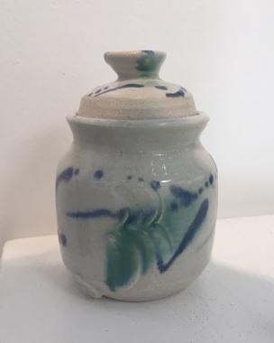 Small White Abstract Stoneware Vase 
